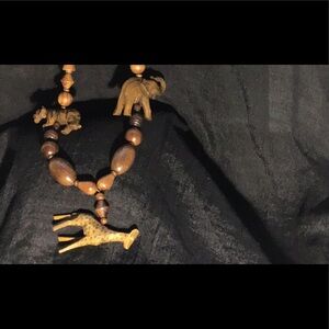 Vintage carved Brown Animals Necklace